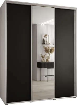 Produktbild von MEBLE KRYSPOL Davos 3 Schrank, drei Türen - 235,2x200x60 cm - Weiß Schwarz Silber