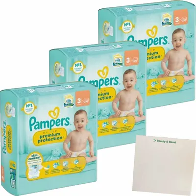 Produktbild von Pampers Premium Protection Gr3 6-10kg 3er Pack (3x30St Pakung) + usy Block