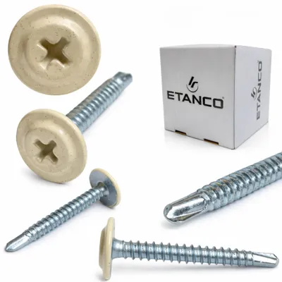 Zdjęcie produktu dla Wkręty samowiercące ETANCO GM-B do dachów stalowych, kolor RAL 1015 jasny kość słoniowa, 4,2 x 25 mm, 250 szt.