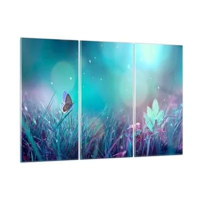 Produktbild von Bilder auf glas - Schmetterling Wiese Blume - 105x70cm - Glasbilder - Wandbilder - Kunstdruck - zum Aufhängen bereit - Wanddekoration aus Glas - Glas Bilder - Wandbild auf Glas - GCE105x70-4077