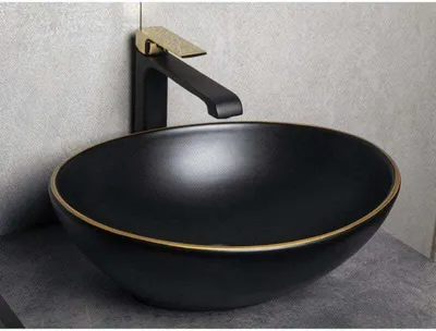Produktbild von Kerra Keramik Waschbecken KR-707 BL/G schwarz/gold