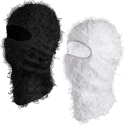 Produktbild von 2er-Pack Sturmhauben-Skimasken, Vollgesichts-Sturmhauben aus Strick, winddicht, coole Skimaske für kaltes Wetter