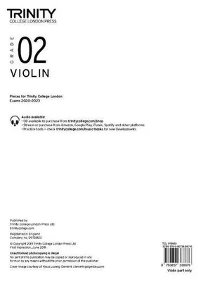 Obrázok produktu pre Trinity College London Violin Exam Pieces From 2020: Grade 2 (part only)