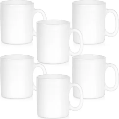 Zdjęcie produktu dla Vilde | Zestaw szklanych filiżanek - 6 sztuk - Biały - 300 ml - Ergonomiczny uchwyt - Można myć w zmywarce - Filiżanki do kawy - Filiżanki do herbaty