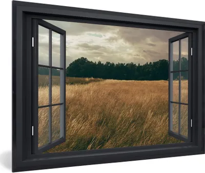Produktbild von MuchoWow® MuchoWow® Gerahmtes Poster Ansicht - Feld - Baum 90x60 cm - Poster mit zchwarzem Bilderrahmen - Fotorahmen - Foto-Plakat