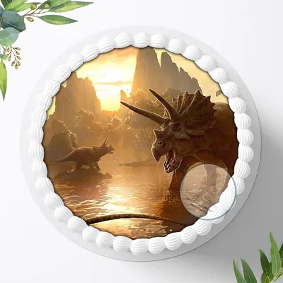 Produktbild von Für die Geburtstags Torte, Zuckerbild mit dem Motiv: Dinosaurier , Dino, Essbares Foto für Torten, Fondant, Tortenaufleger Ø 20cm, 0406c