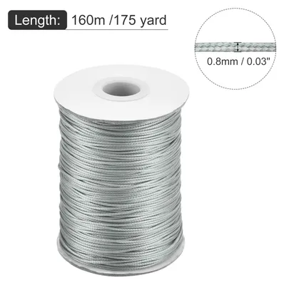 Produktbild von Gewachster Faden 0,8 mm gewachster Polyesterfaden 160 m Wachsschnur fš¹r Armbandherstellung, Halsketten, Perlen, Schmuckherstellung und Basteln (Hellgrau)