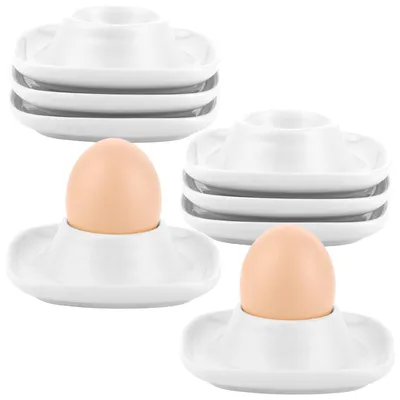 8er-Set Eierbecher aus Porzellan, weiß, 9,5 cm, stapelbar