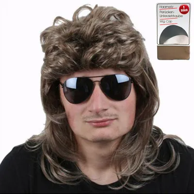 Produktbild von 80er Jahre Herren Perücke Vokuhila blond Karneval Fasching Unterziehhaube