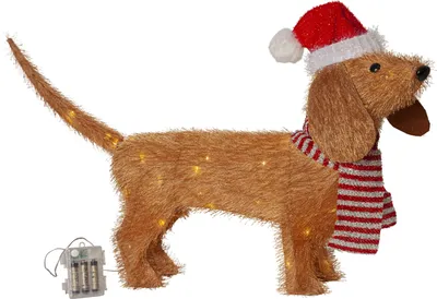 Produktbild von LED Weihnachtsdeko Hund für Außen Dackel mit Timer, L 70cm