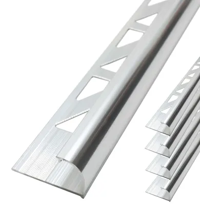 Produktbild von Dalsys Fliesenschiene Viertelkreisprofil Aluminium (eloxiert) Silber matt 2,5m x 10mm, 5 Stück, Rundprofil Halbrundprofil