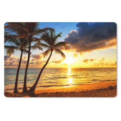 Produktbild von MuchoWow® Schreibtischunterlage Strand - Horizont - Sonnenuntergang - Palme - Meer 60x40 cm - XXL Mauspad - Großes Mauspad