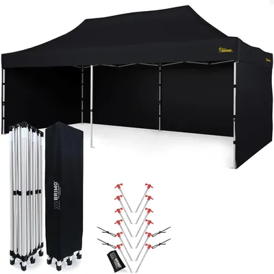 Image de Tente pliante - Pliable - 3 x 6 m - Noir - Pour jardin et terrasse