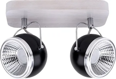 Produktbild von LED Spot BALL WOOD 2-flammig 5,5W 3000K GU10 chrom Eiche weiß schwarz