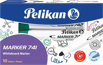 Produktbild von Pelikan 741, 10 Stück(e), Grün, Rundspitze, Grün, Weiß, Rund