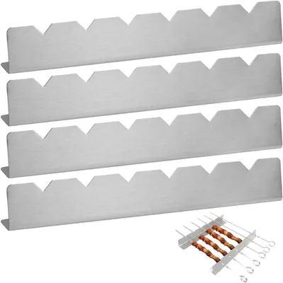 Imagen del producto de Soporte para parrillas de acero inoxidable, juego de 4 unidades, con capacidad para 6 platos, ideal para barbacoas y camping
