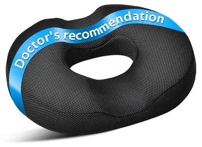 Produktbild von Orthopädisches, donut-förmiges Sitzkissen zur Linderung von Hämorrhoiden, Sitzring aus Memory-Schaum mit Steißbeinstütze, Linderung von Ischiasschmerzen, ergonomische Unterstützung für Büro, Auto und Rollstuhl.