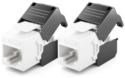 Produktbild von deleyCON CAT6A Keystone Jack Modul 10 Gbit/s RJ45 LSA, 2 Stück