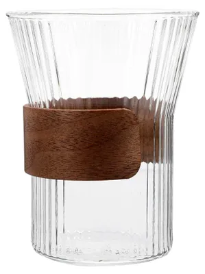 Produktbild von Multifunktionaler Glasbecher für Zahnbürsten und Mundspülung mit Holzgriff