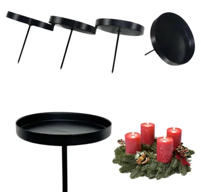 Metall-Kerzenhalter 8 cm, 4 Stück, Schwarz für Stabkerzen
