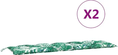 Zdjęcie produktu dla vidaXL Poduszki na ławkę ogrodową 2 szt. Wzór liści 180x50x7cm Tkanina Oxford