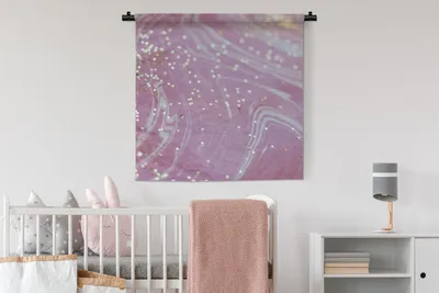 Produktbild von MuchoWow® Wandteppich Wandbehang Marmor - Gold - Rosa - Weiß 90x90 cm Tapisserie Dekoration Wandtuch - Wandaufhänger