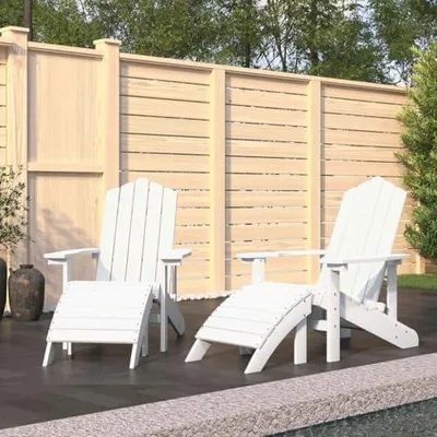 Produktbild von 2 Adirondack-Gartenstühle mit Hockern aus weißem HDPE