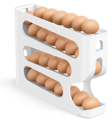 Eier-Roll-Dispenser, 4-stufig, für 28 Eier, Kunststoff, 32,5x7,5x22,8 cm