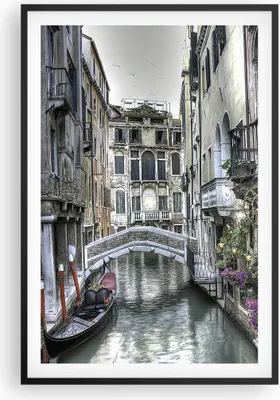 Produktbild von Gerahmtes Poster - Schwarzer Rahmen - Venedig Brücke Wasser - 61x91,5 cm - Wand Bild - Wanddeko - Wandbilder - Kunstposter - Wandposter - Bilderrahmen - Bilder - Kunstdruck - Wandbild P2BPA61x91-3522