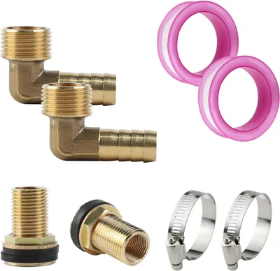 Productafbeelding van Twee koperen schroefkoppelingen, 1/2 inch mannelijk en 3/8 inch vrouwelijk, voor regenwateropslagtanks
