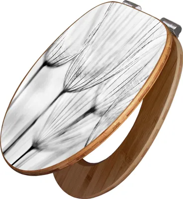 Produktbild von banjado Design WC Sitz Bambus Absenkautomatik -Pusteblumen SW - Toilettendeckel mit Absenkautomatik Holz/hochwertiger Bambus Klodeckel/WC-Sitz für alle gängigen Toiletten [TDB2 11485]