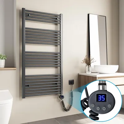 Produktbild von Heilmetz Badheizkörper Elektrisch Handtuchheizkörper 600W Anthrazit 120 x 60 cm Elektrischer Heizkörper Handtuchtrockner