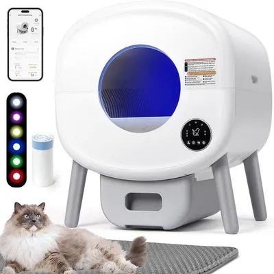 Immagine prodotto di Lettaia automatica con sensore – Lettiera intelligente per interni – Lettiera senza bisogno di strofinare – Inodore e igienica – Per gatti di tutte le taglie – Lettiera a chiusura ermetica con sistema di autopulizia