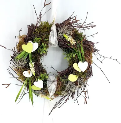 Produktbild von Türkranz Herzen D. 30cm mit Muscari grün CreaFlor Home