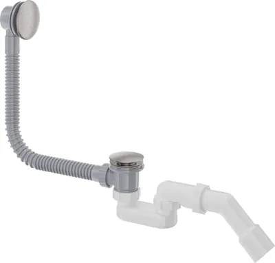 Produktbild von Siphon für Badewanne mit Ablaufgarnitur mit Überlauf gebürstet Stahl NHC_F57B