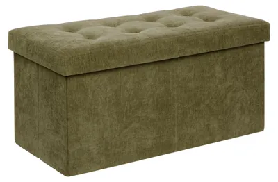 Produktbild von Atmosphera Pouf/Hocker - grun - MDF/ Samt - 76 x 38 x 38 cm - faltbar - Aufbewahrungsbox