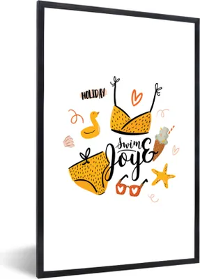 Produktbild von MuchoWow® Gerahmtes Poster Sommer - Bikini - Gelb 40x60 cm - Poster mit Schwarzem Bilderrahmen Wandposter Rahmen Foto Bilder - Papierdruck - Wandbilder