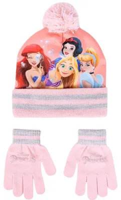 Produktbild von 2-tlg. Winter Set: Disney Princess Bommelmütze & Handschuhe one size