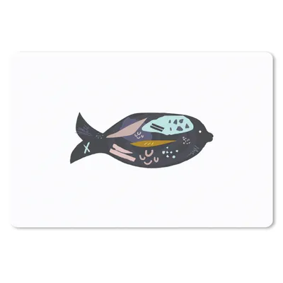 Produktbild von MuchoWow® Schreibtischunterlage Schwarz - Fisch - Pastell 60x40 cm - XXL Mauspad - Großes Mauspad