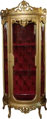 Produktbild von Casa Padrino Barock Vitrine Gold / Bordeaux H 205 cm, B 86 cm - Vitrinenschrank - Wohnzimmerschrank Glasvitrine - Antik Look