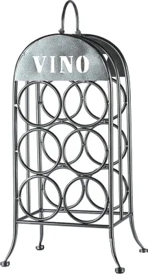Produktbild von Gilde 6er Weinflaschenhalter "VINO" (Mitte) grau metallic, pulverbeschichtet, mit Tragegriff H= 52,0 cm 68914