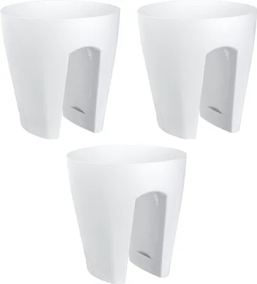 Produktbild von 3x Blumentopf für Geländer Blumenkasten Geländerkasten Balkonkiste in weiss