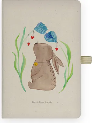 Produktbild von Mr. & Mrs. Panda notizbuch Hase Blume - Transparent - Geschenk, Kindergeburtstag, Journal, Schwangerschaft, Träume, Adressbuch, Ostern, Geburtstag, Skizzenbuch, Tagebuch