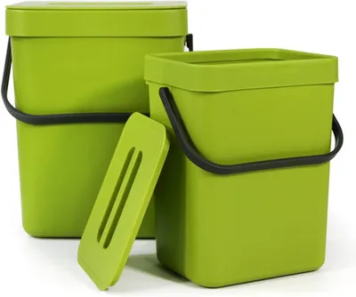 Image de Poubelle de compostage de 5 litres et 3 litres, pour la cuisine, en plastique, inodore, avec système de fixation