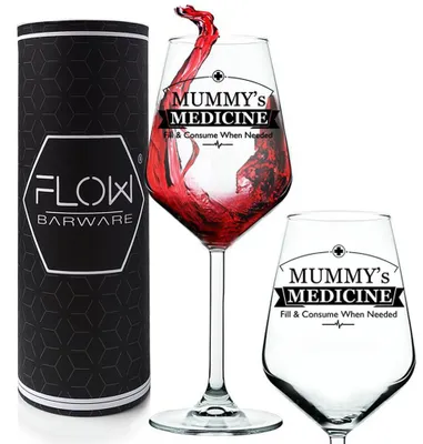 Wijnglas für Mama mit Geschenkrohr, 430 ml, Kristall, Transparent