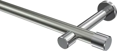 Produktbild von Interdeco Gardinenstange / Vorhangstange Edelstahl-Optik / Chrom, Typ Prestige Santo (Kappe) ohne Ringe, 20 mm Ø 1-läufig, 540 cm