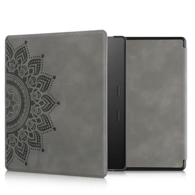 Produktbild von kwmobile Hülle kompatibel mit Amazon Kindle Oasis 10. Generation Hülle - Kunstleder Cover - Aufgehende Sonne Grau