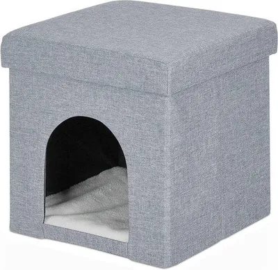 Image de Panier pour chat Pouf maison pour chats et petits chiens - h x l x p 385 x 37 x 37 cm gris clair