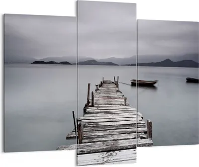 Produktbild von Bild auf Leinwand - Leinwandbild - Brücke See - 130x100cm - Wand Bild - Wanddeko - Wandbilder - Leinwanddruck - Bilder - Kunstdruck - Wanddekoration - Leinwand bilder - Wandkunst - CB130x100-3547