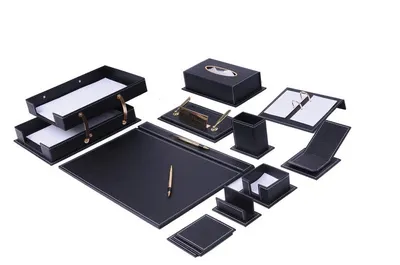 Produktbild von Luxus-Schreibtischset – 14 Zubehörteile – SCHWARZ – 14-teiliges Set